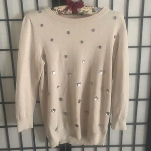Banana Republic Size M Sequined Tan Knit Sweater